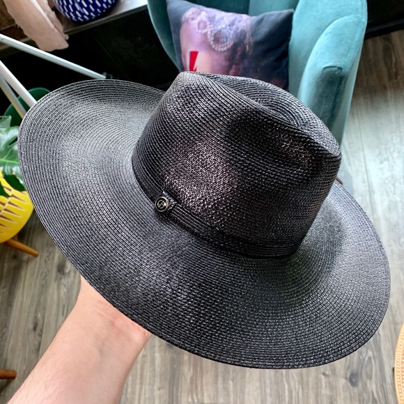 Giorgio Armani Accessories - ARMANI NWT $795 Large Black Fedora Sun Hat